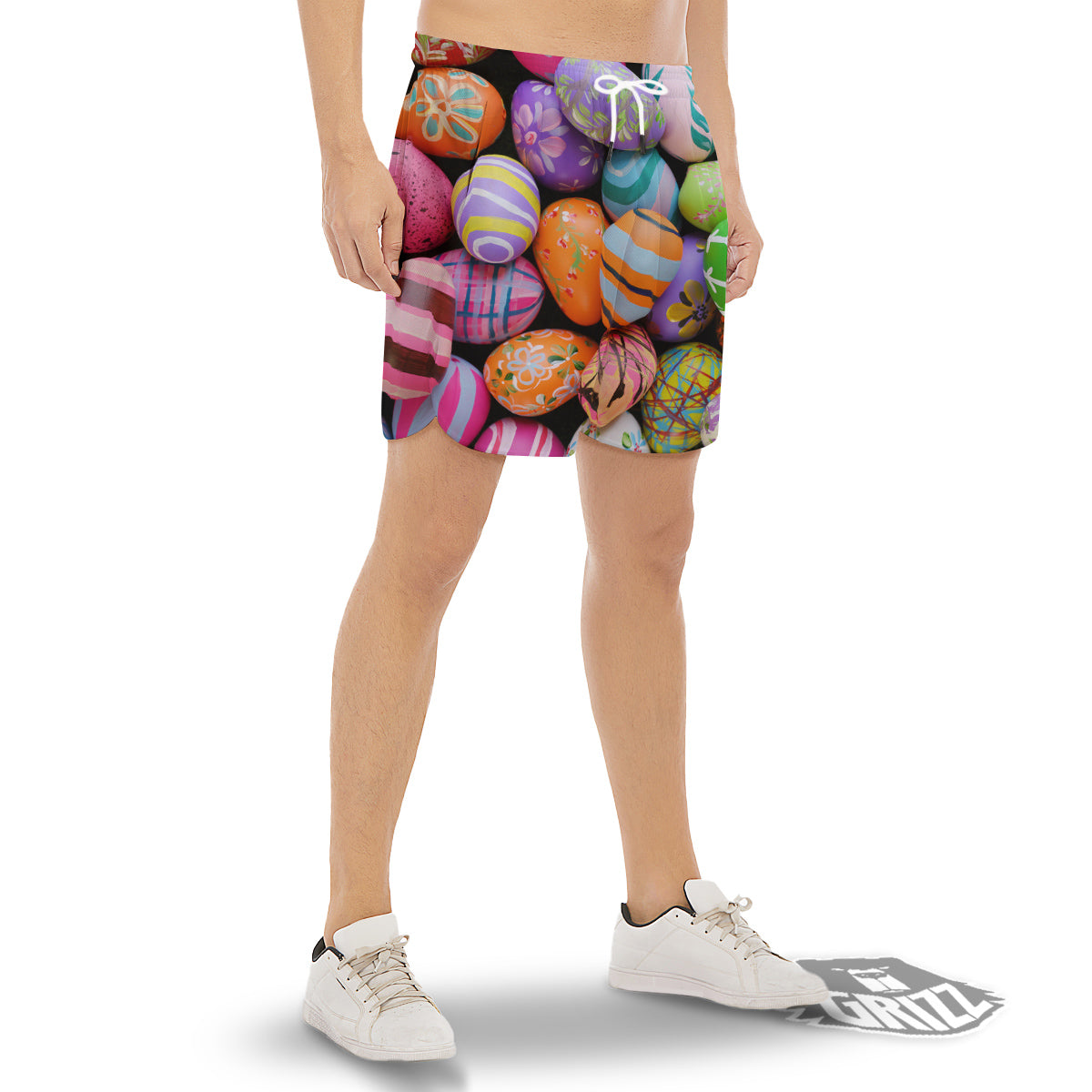 Easter Eggs Colorful Print Men's Gym Shorts-grizzshop