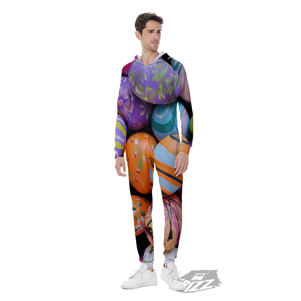 Easter Eggs Colorful Print Men's Jumpsuit-grizzshop