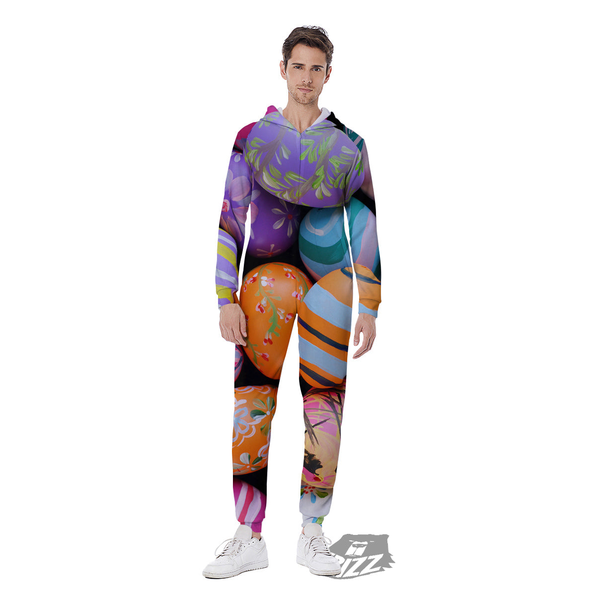 Easter Eggs Colorful Print Men's Jumpsuit-grizzshop