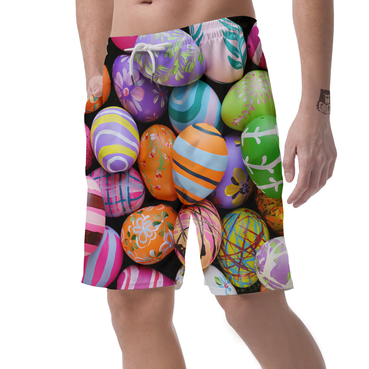 Easter Eggs Colorful Print Men's Shorts-grizzshop