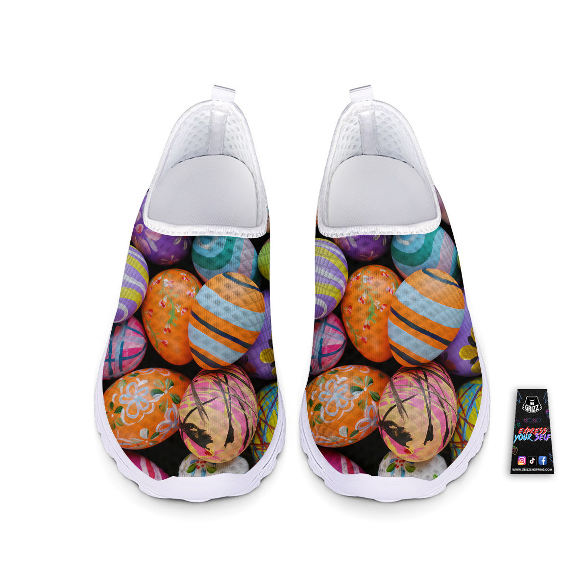 Easter Eggs Colorful Print Nurse Shoes-grizzshop