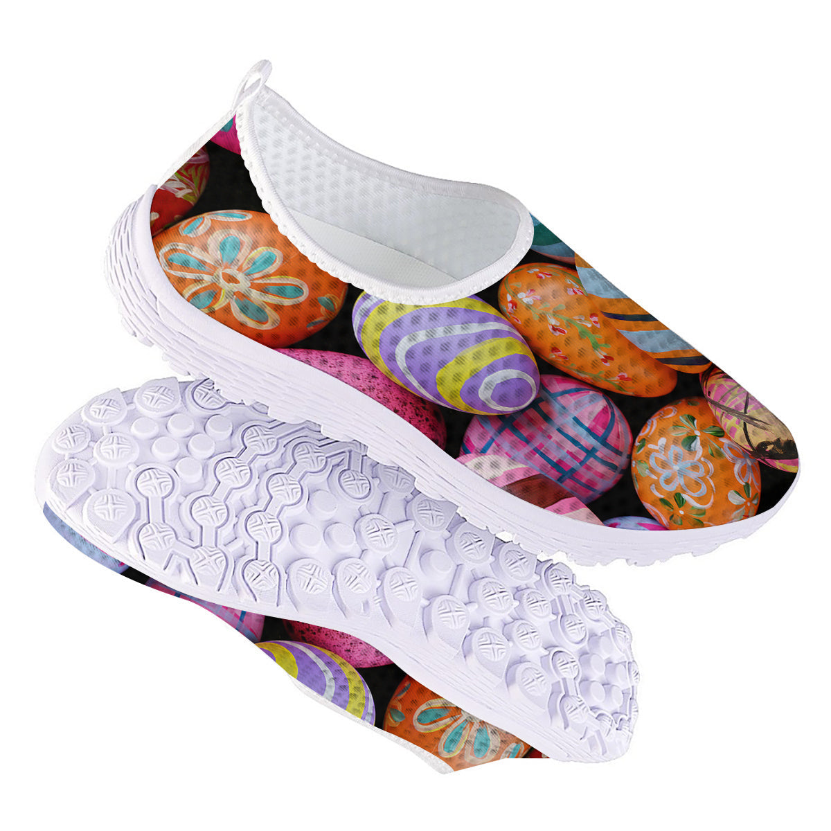 Easter Eggs Colorful Print Nurse Shoes-grizzshop