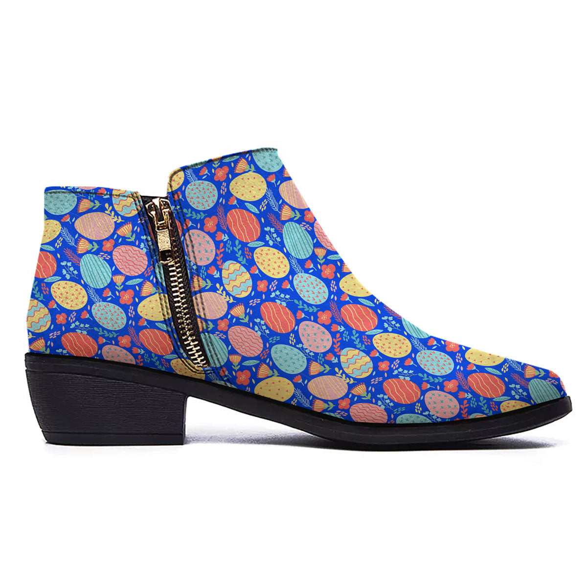 Easter Eggs Colorful Print Pattern Ankle Boots-grizzshop