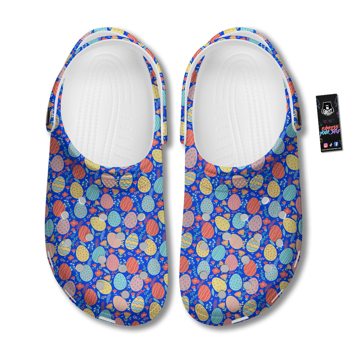 Easter Eggs Colorful Print Pattern Clog-grizzshop