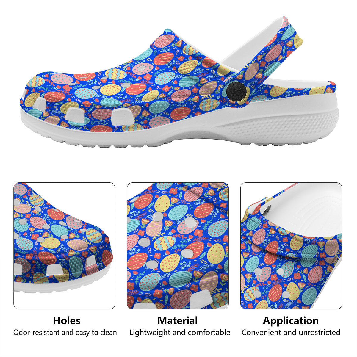 Easter Eggs Colorful Print Pattern Clog-grizzshop