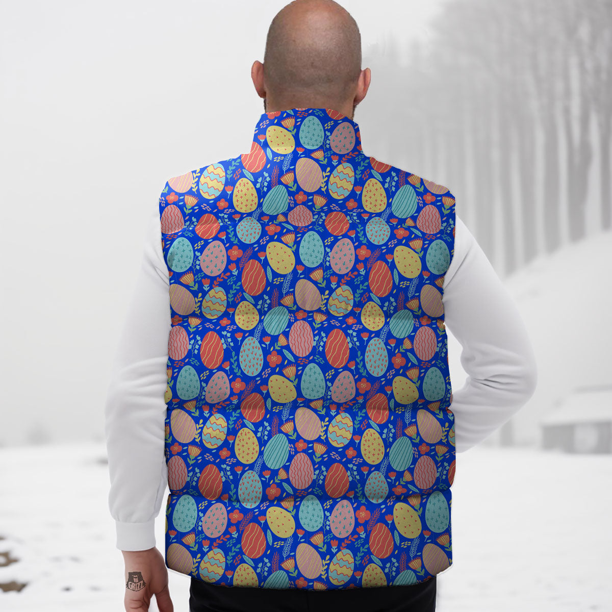 Easter Eggs Colorful Print Pattern Down Vest