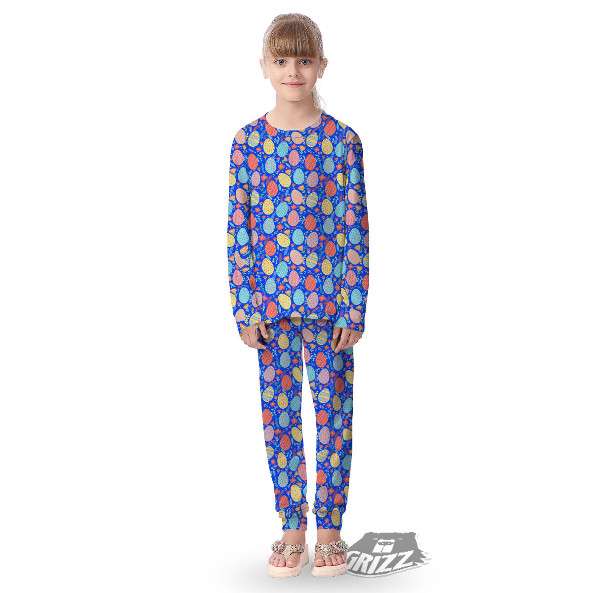 Easter Eggs Colorful Print Pattern Kid's Pajamas-grizzshop