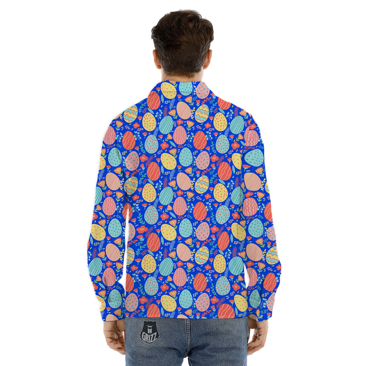 Easter Eggs Colorful Print Pattern Men's Dress Shirts-grizzshop