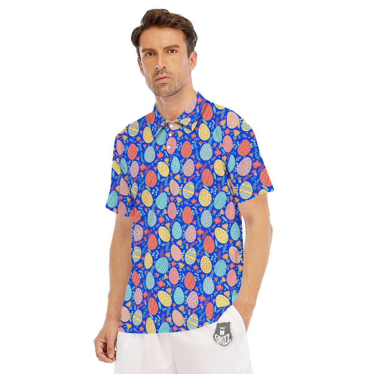 Easter Eggs Colorful Print Pattern Men's Golf Shirts-grizzshop