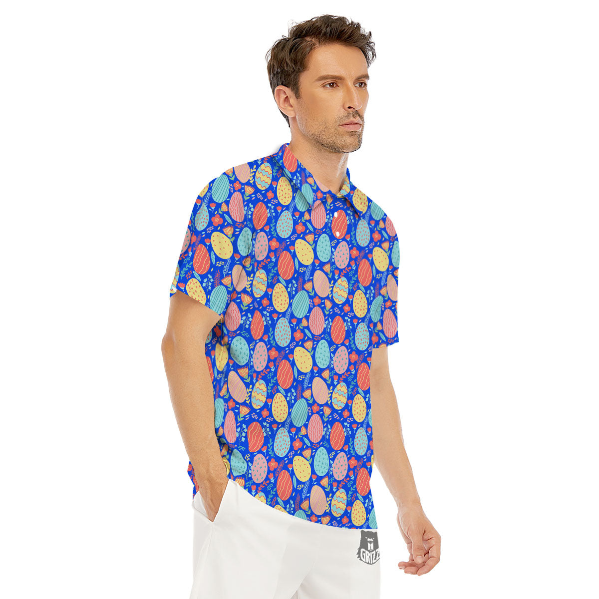 Easter Eggs Colorful Print Pattern Men's Golf Shirts-grizzshop