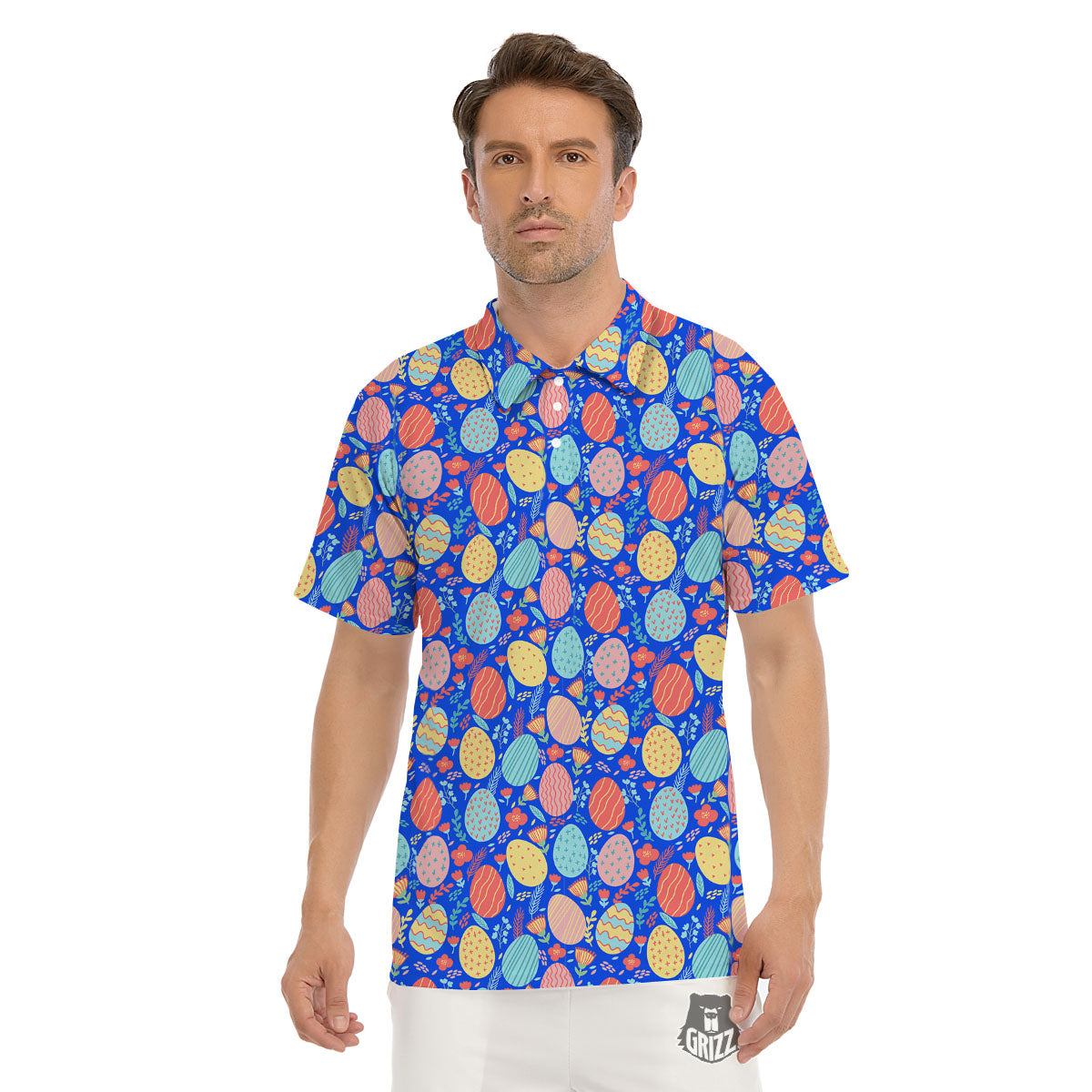 Easter Eggs Colorful Print Pattern Men's Golf Shirts-grizzshop