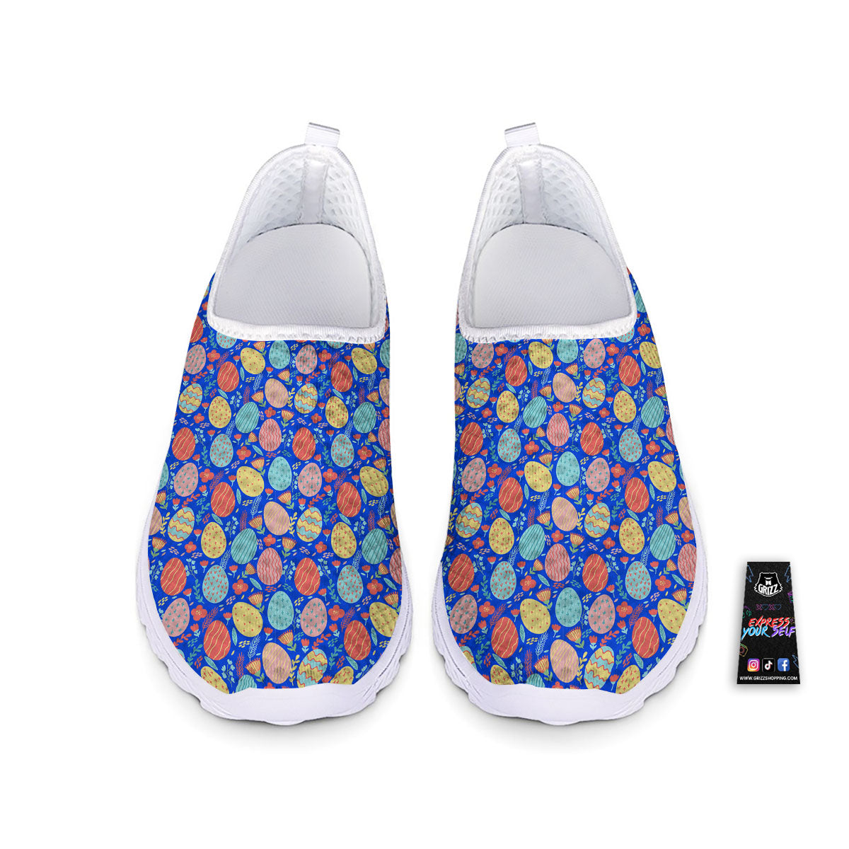 Easter Eggs Colorful Print Pattern Nurse Shoes-grizzshop