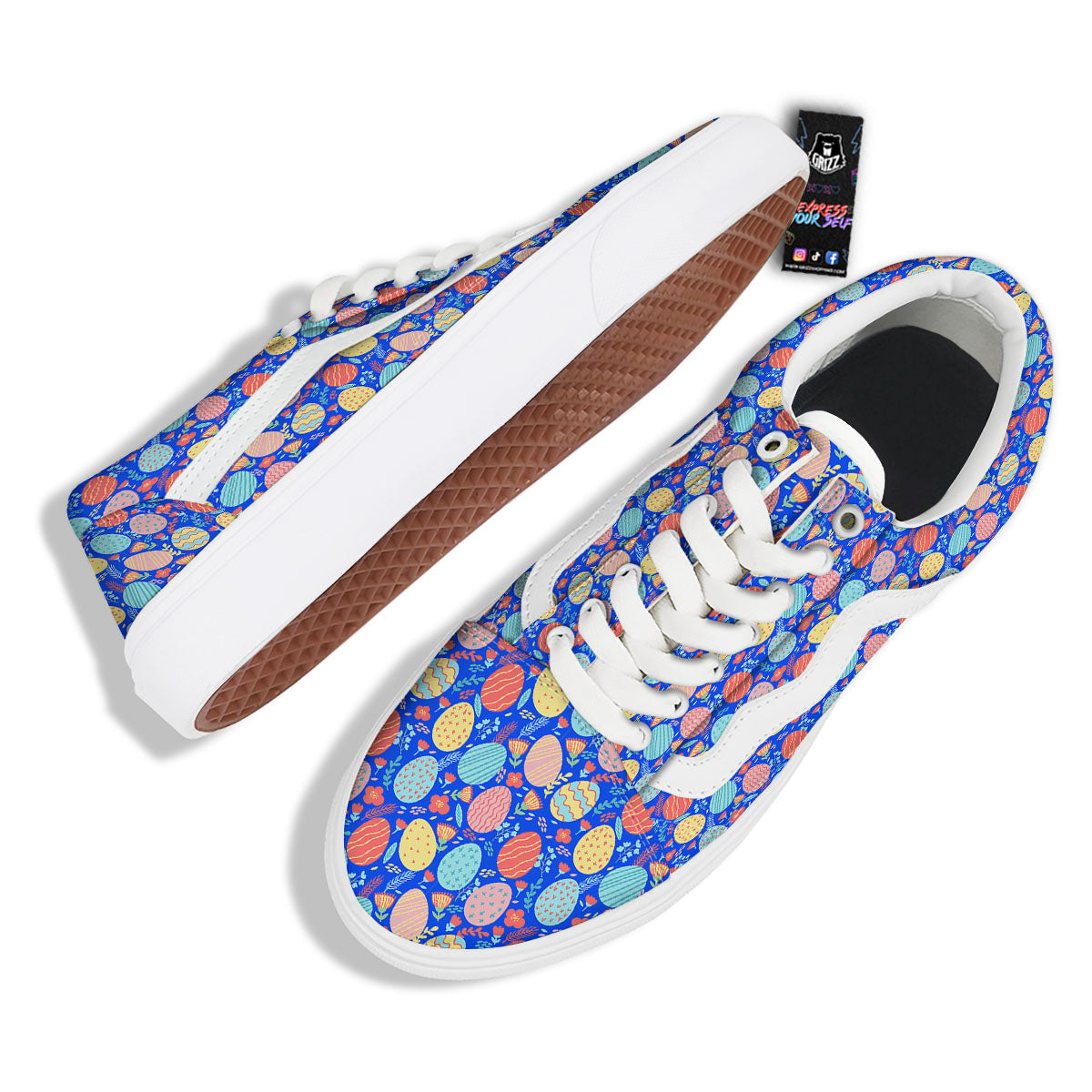 Easter Eggs Colorful Print Pattern Skate Shoes-grizzshop