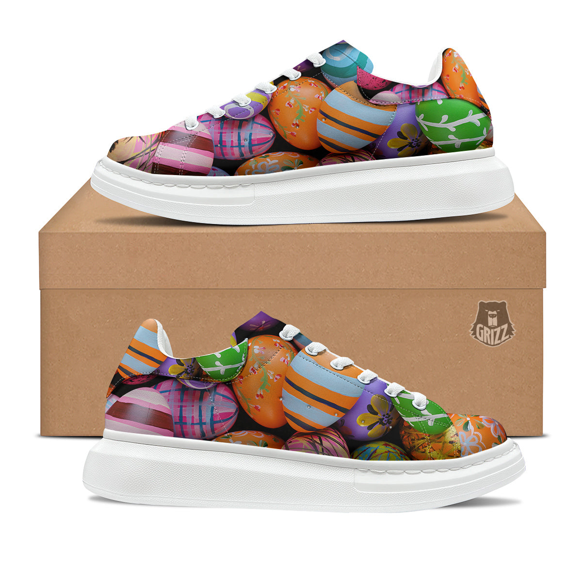 Easter Eggs Colorful Print Platform Shoes-grizzshop