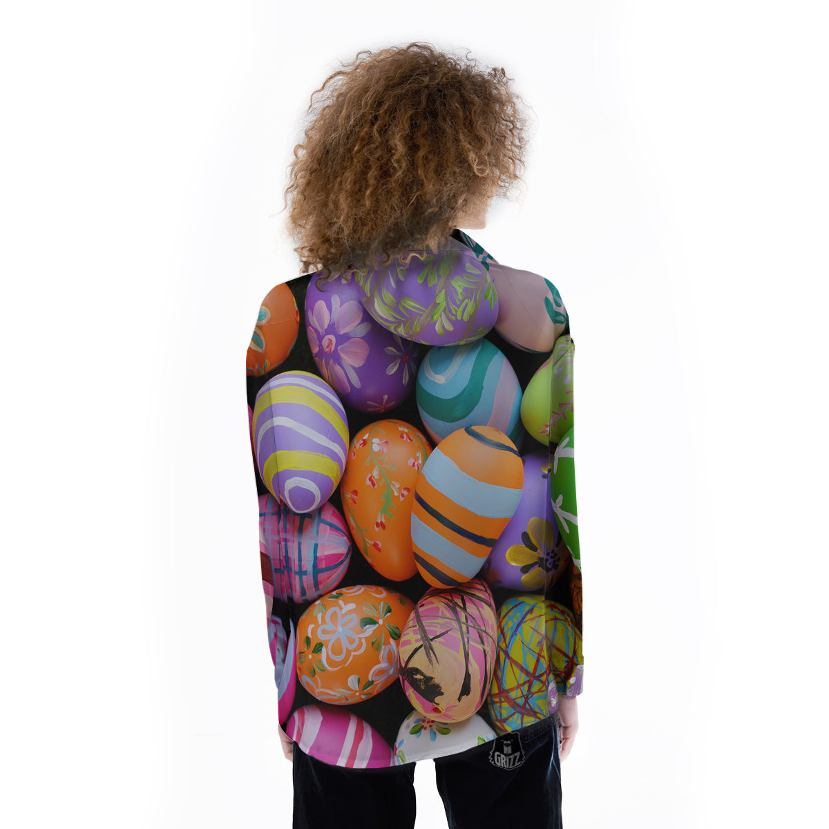 Easter Eggs Colorful Print Women's Long Sleeve Shirts-grizzshop
