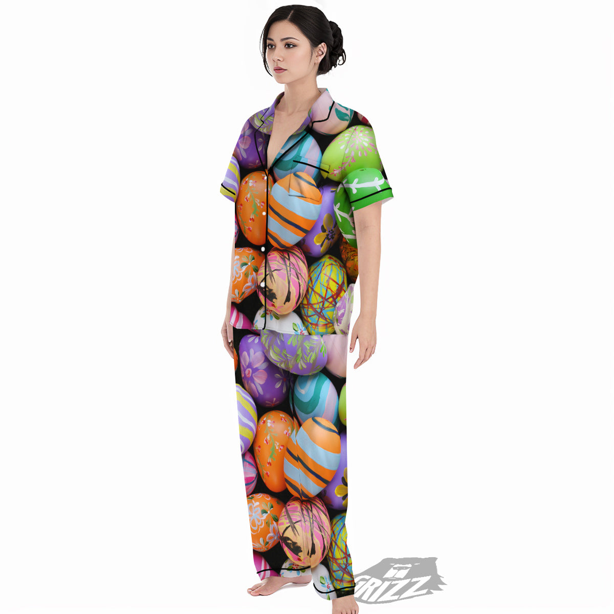 Easter Eggs Colorful Print Women's Pajamas Set-grizzshop
