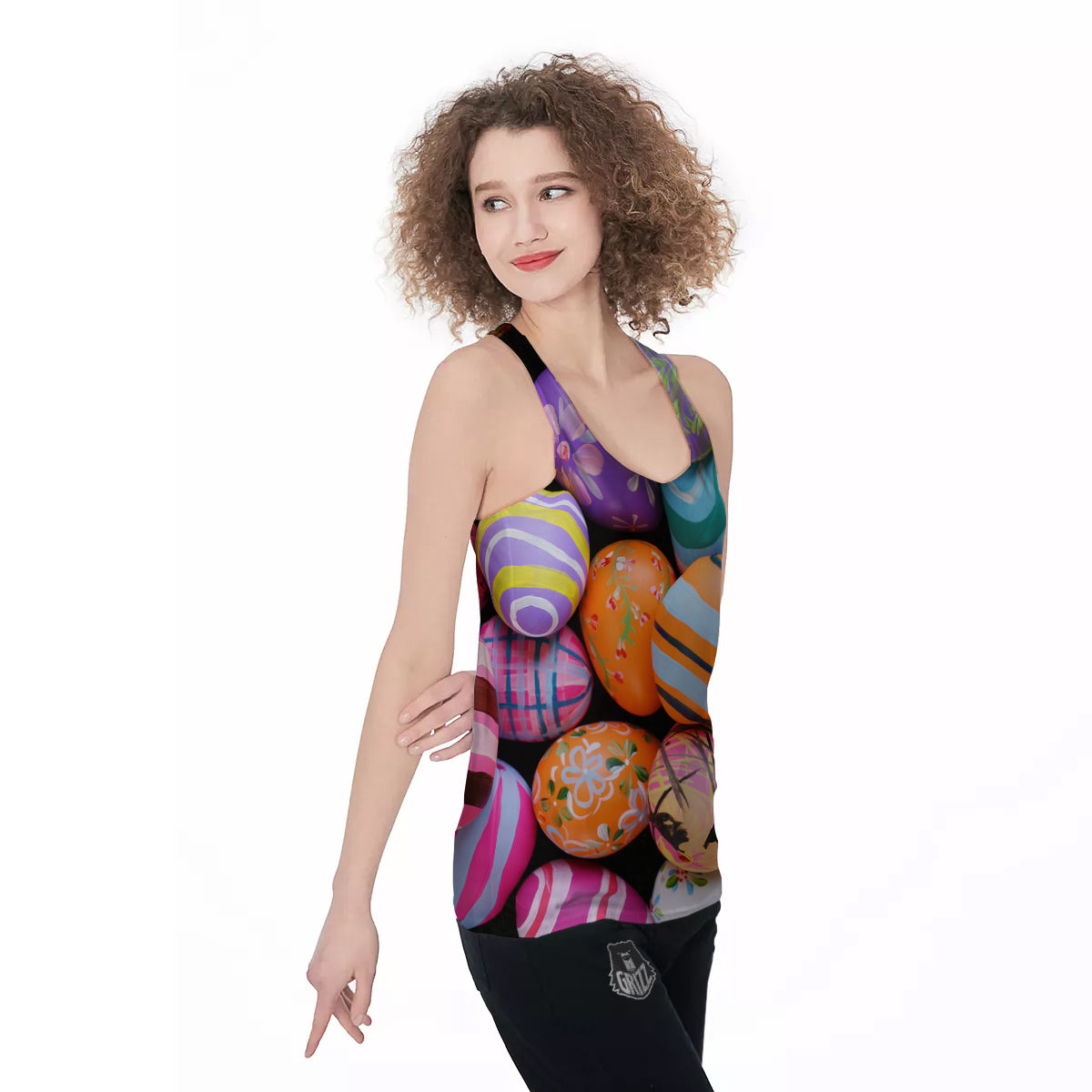Easter Eggs Colorful Print Women's Racerback Tank Top-grizzshop