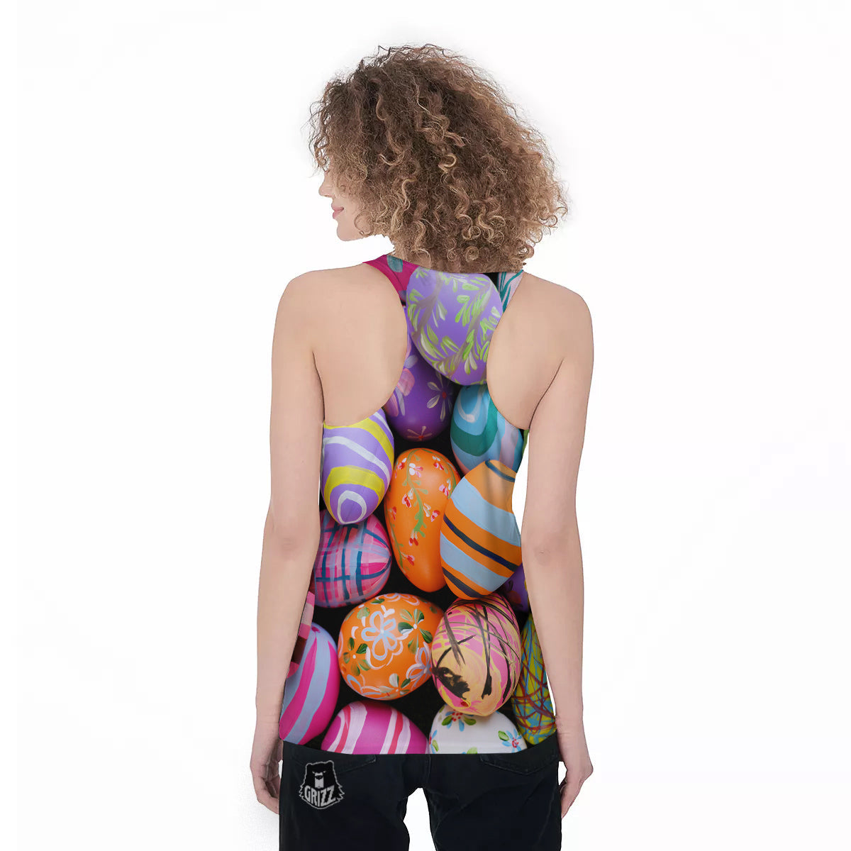 Easter Eggs Colorful Print Women's Racerback Tank Top-grizzshop