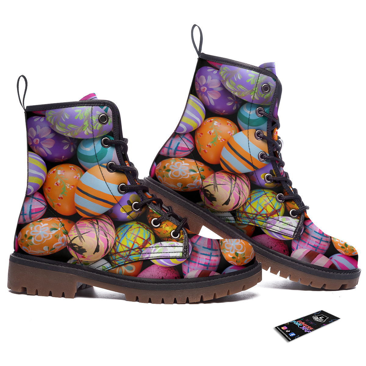 Easter Eggs Colorful Print Work Boots-grizzshop