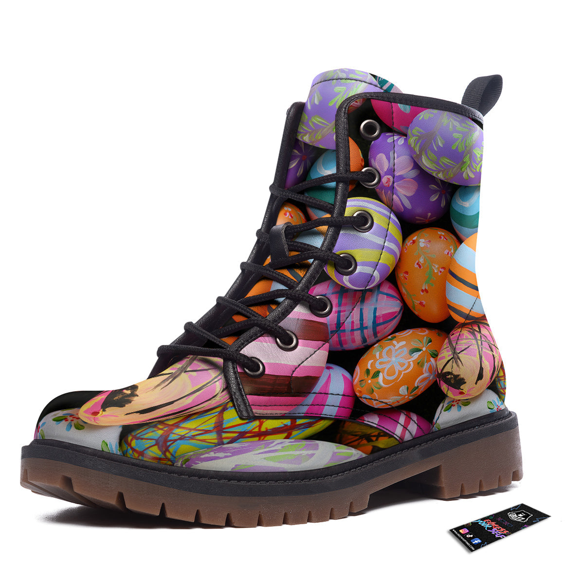 Easter Eggs Colorful Print Work Boots-grizzshop