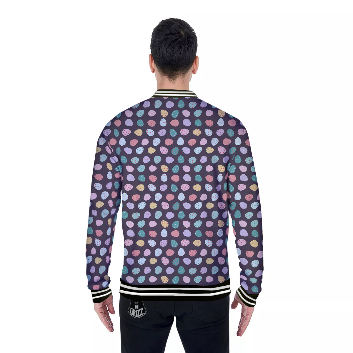 Easter Eggs Cute Print Pattern Baseball Jacket-grizzshop