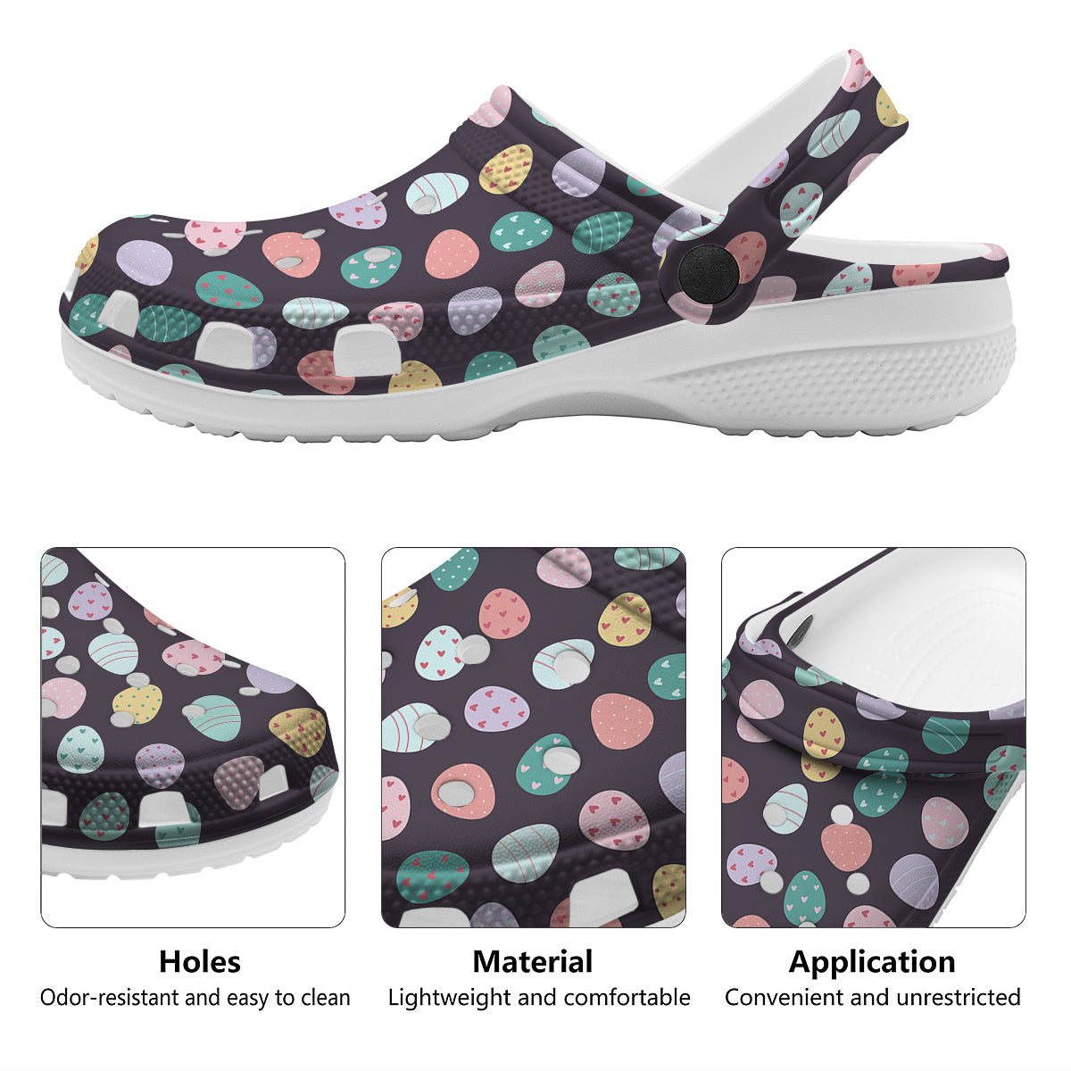 Easter Eggs Cute Print Pattern Clog-grizzshop