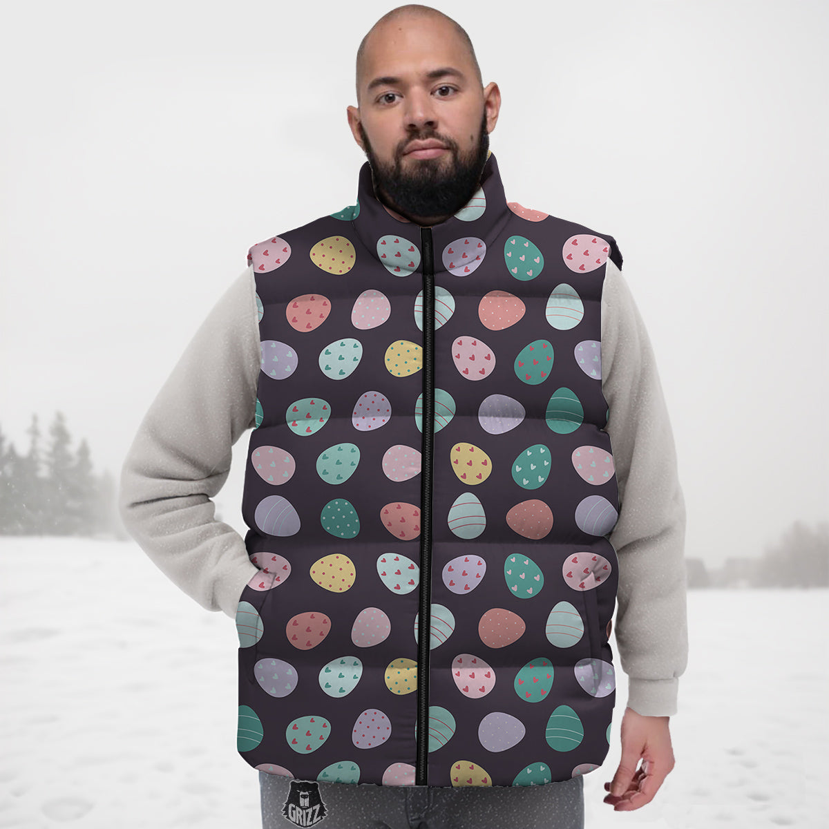 Easter Eggs Cute Print Pattern Down Vest