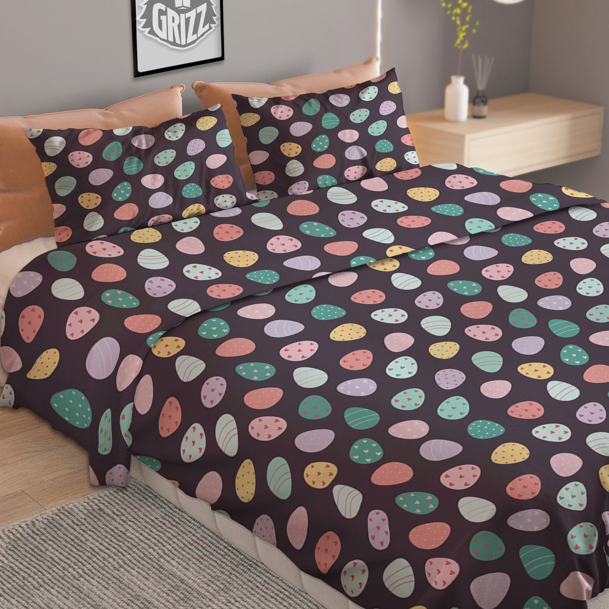 Easter Eggs Cute Print Pattern Duvet Cover Bedding Set