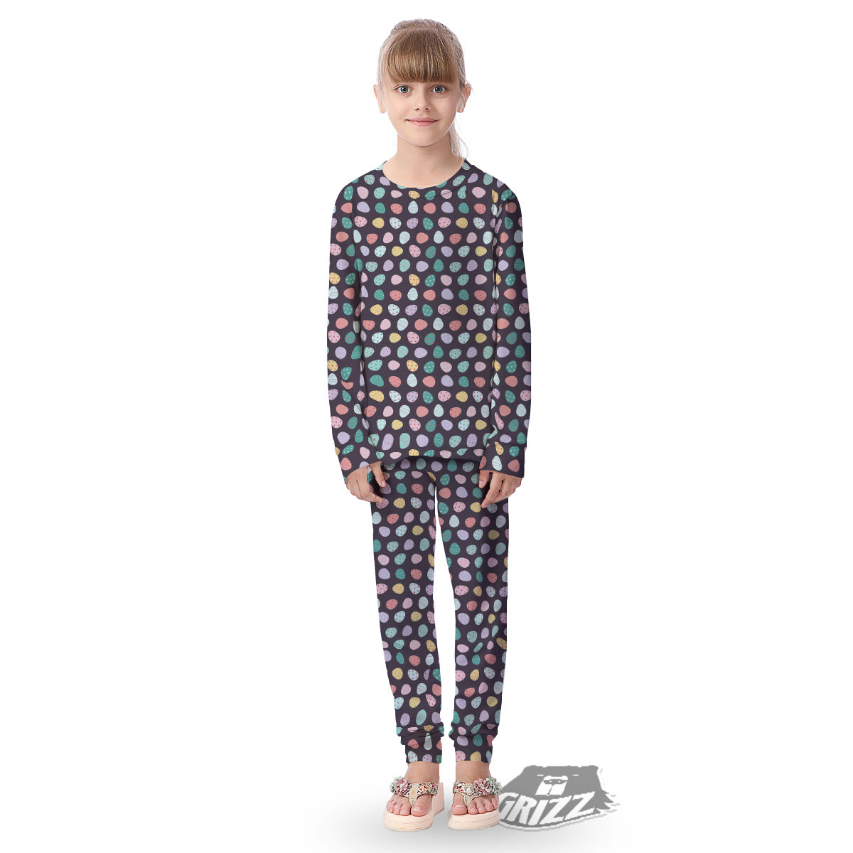 Easter Eggs Cute Print Pattern Kid's Pajamas-grizzshop