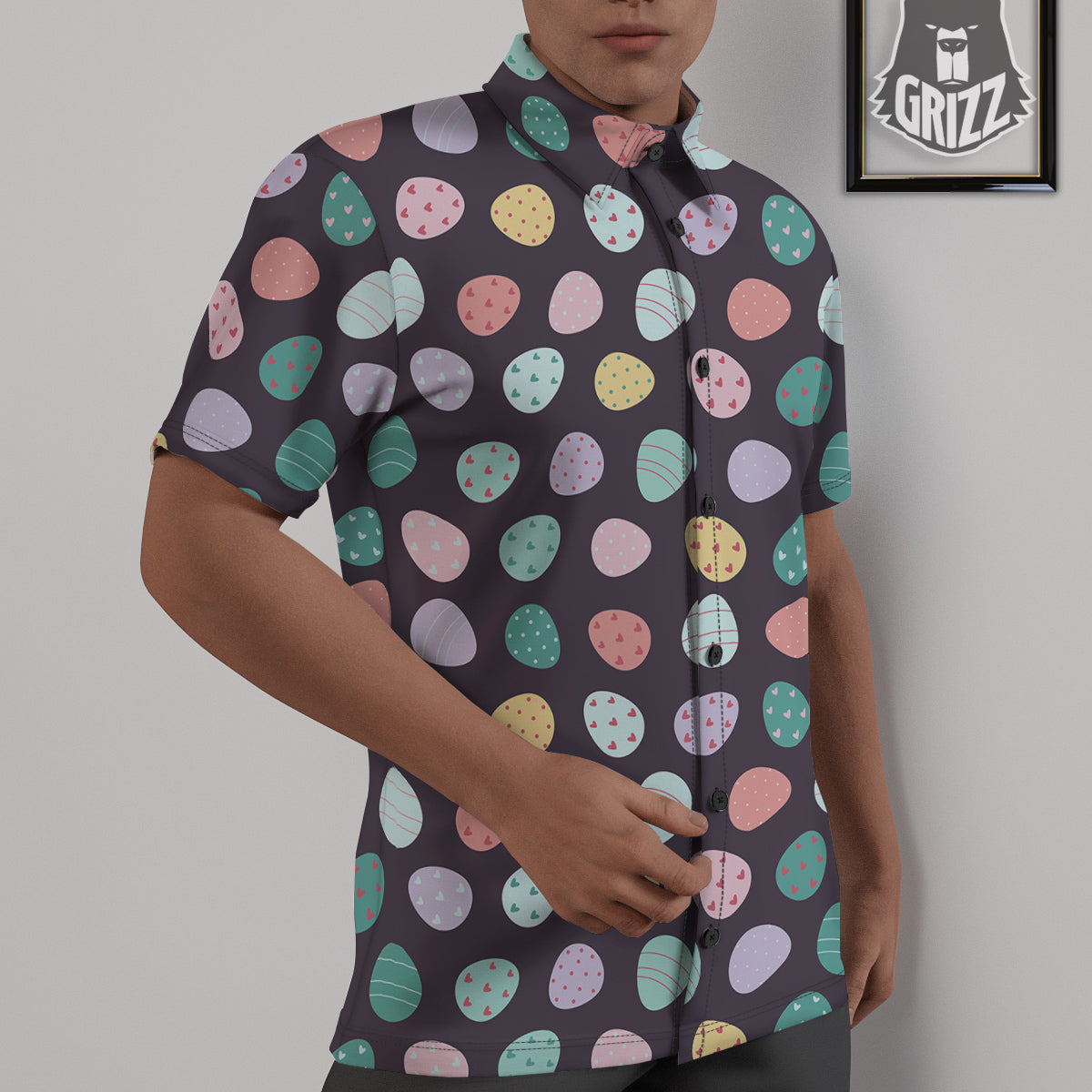 Easter Eggs Cute Print Pattern Untucked Shirts-grizzshop