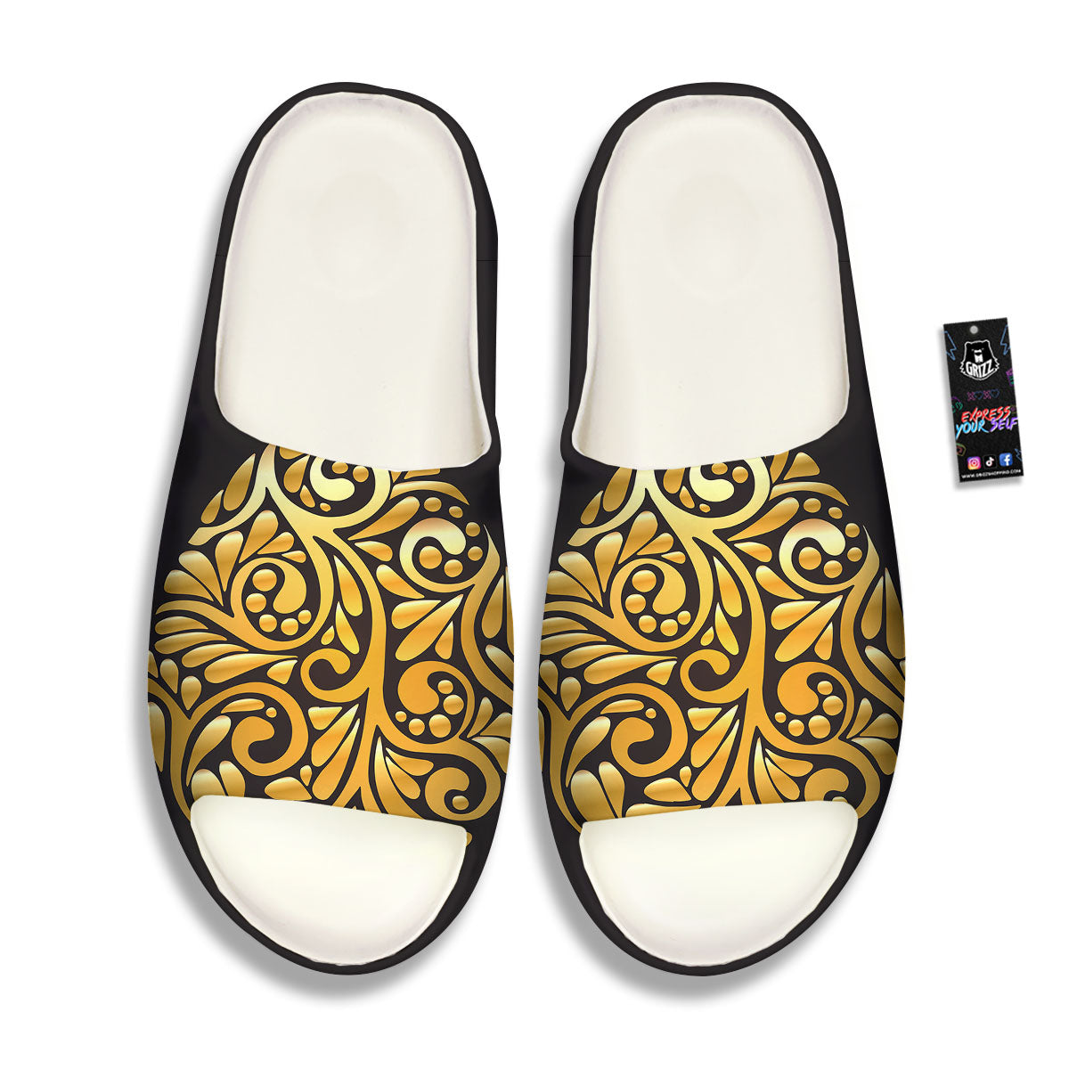 Easter Egg Gold Print Sandals-grizzshop