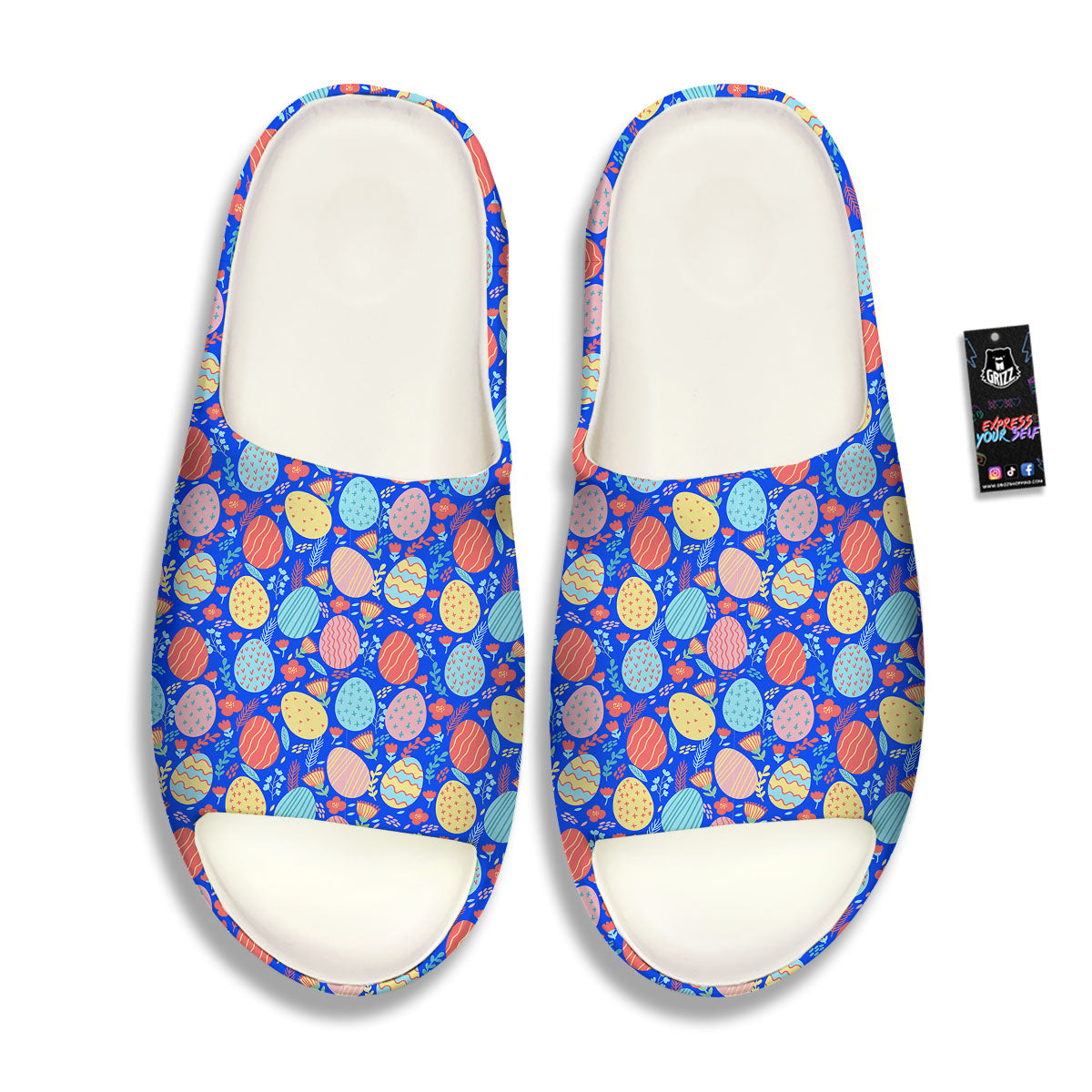 Easter Eggs Colorful Print Pattern Sandals-grizzshop
