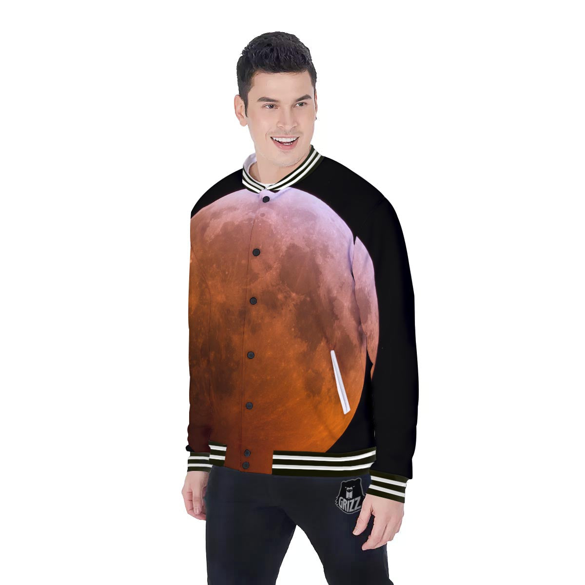 Eclipse Total Lunar Print Baseball Jacket-grizzshop