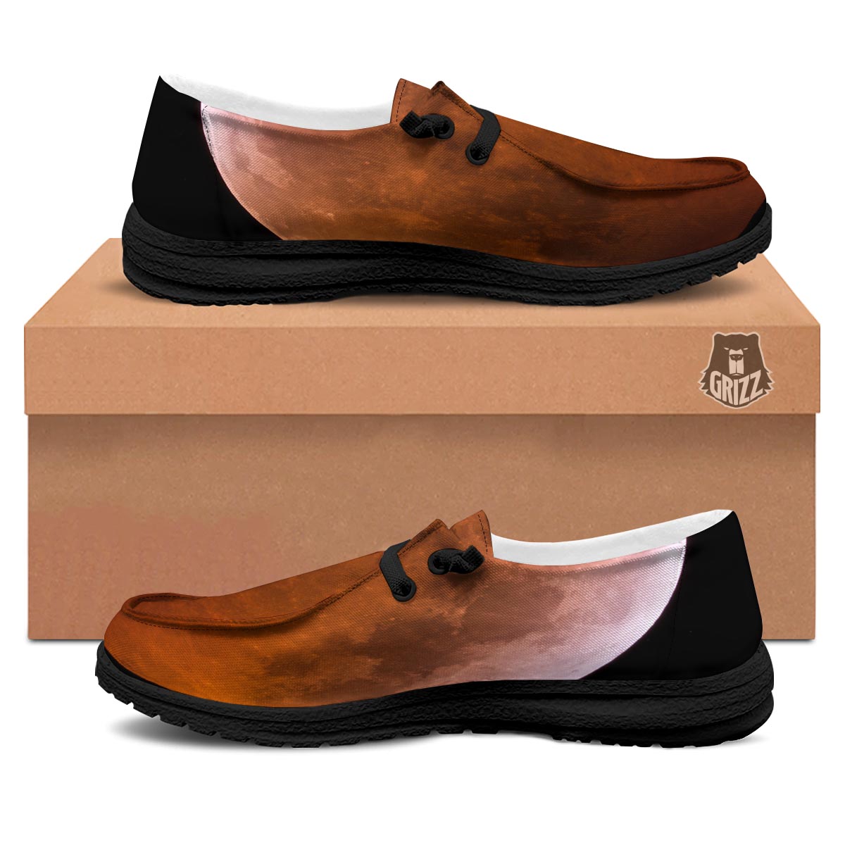 Eclipse Total Lunar Print Black Loafers-grizzshop