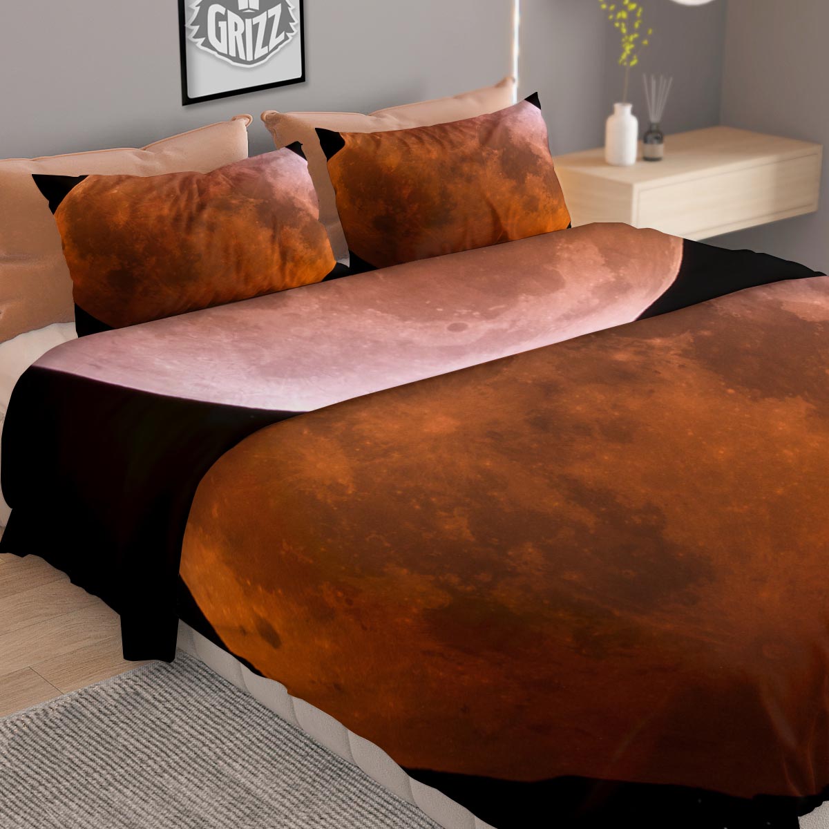 Eclipse Total Lunar Print Duvet Cover Bedding Set
