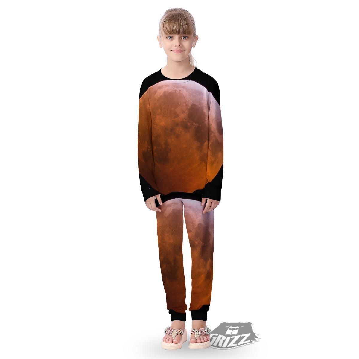Eclipse Total Lunar Print Kid's Pajamas-grizzshop