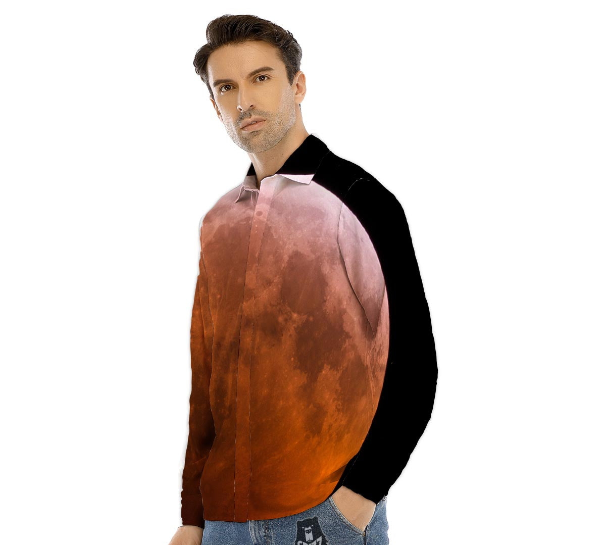 Eclipse Total Lunar Print Men's Dress Shirts-grizzshop