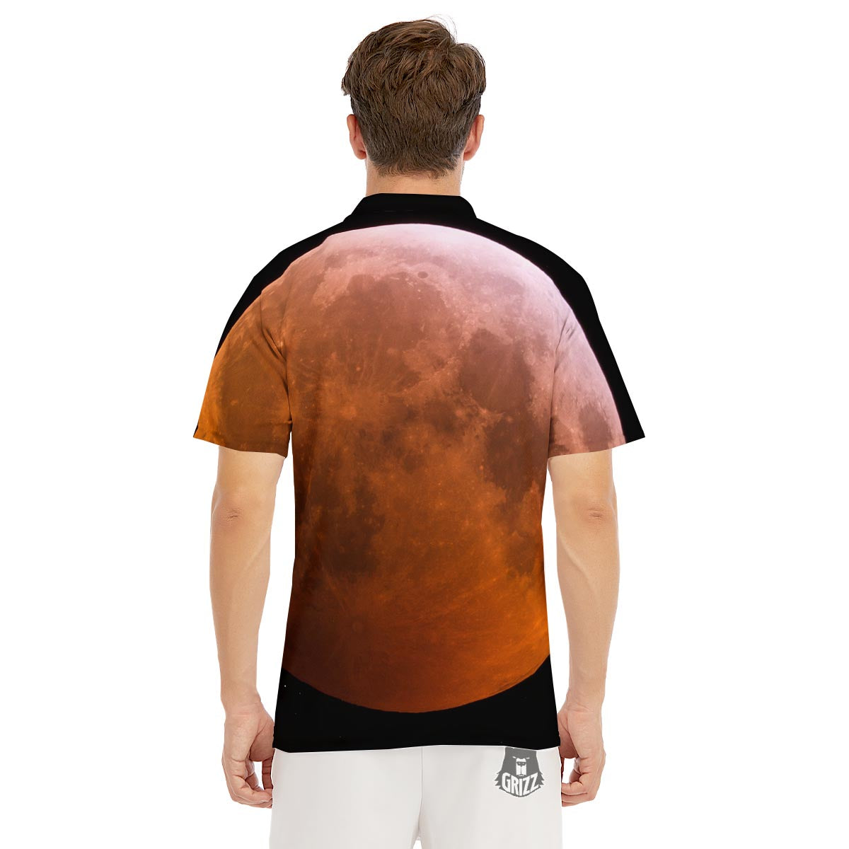 Eclipse Total Lunar Print Men's Golf Shirts-grizzshop