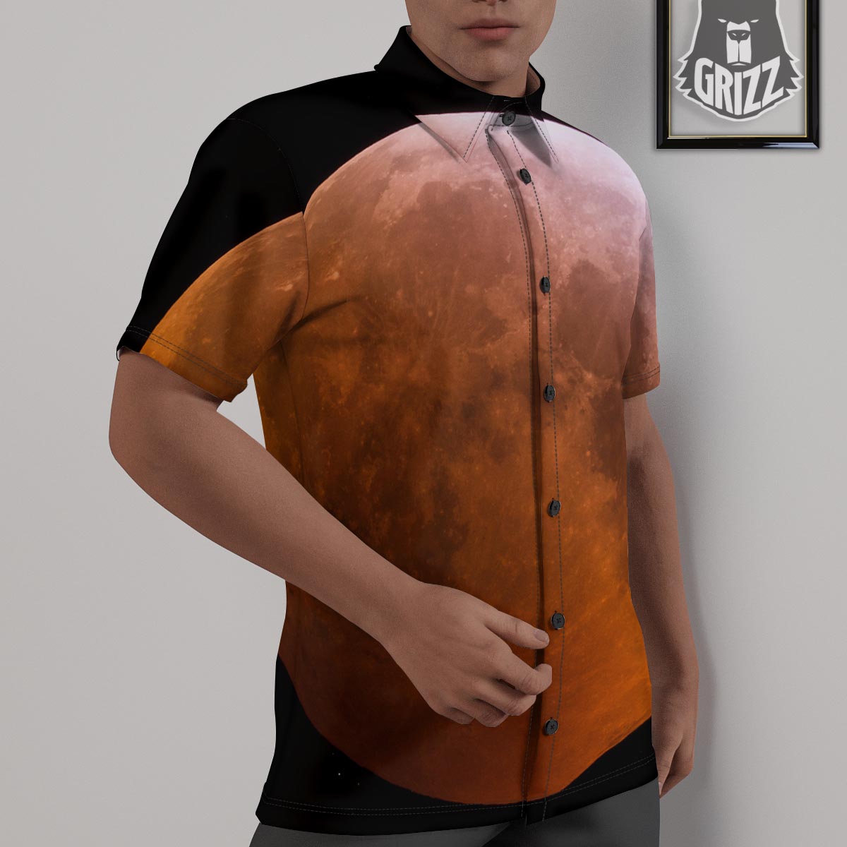 Eclipse Total Lunar Print Untucked Shirts-grizzshop