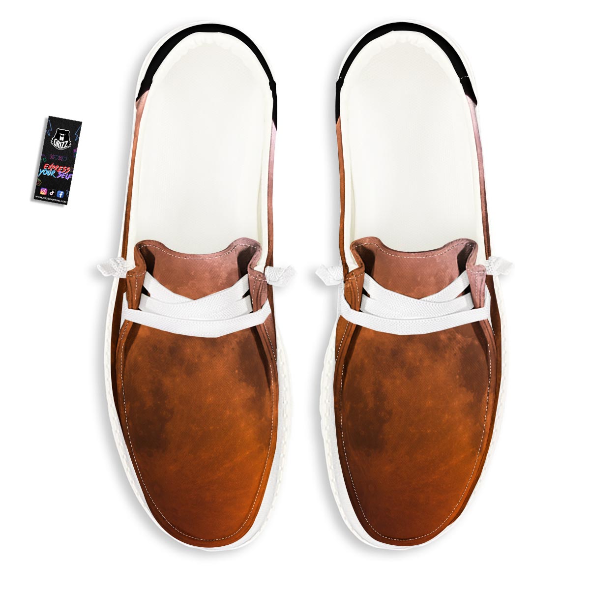 Eclipse Total Lunar Print White Loafers-grizzshop
