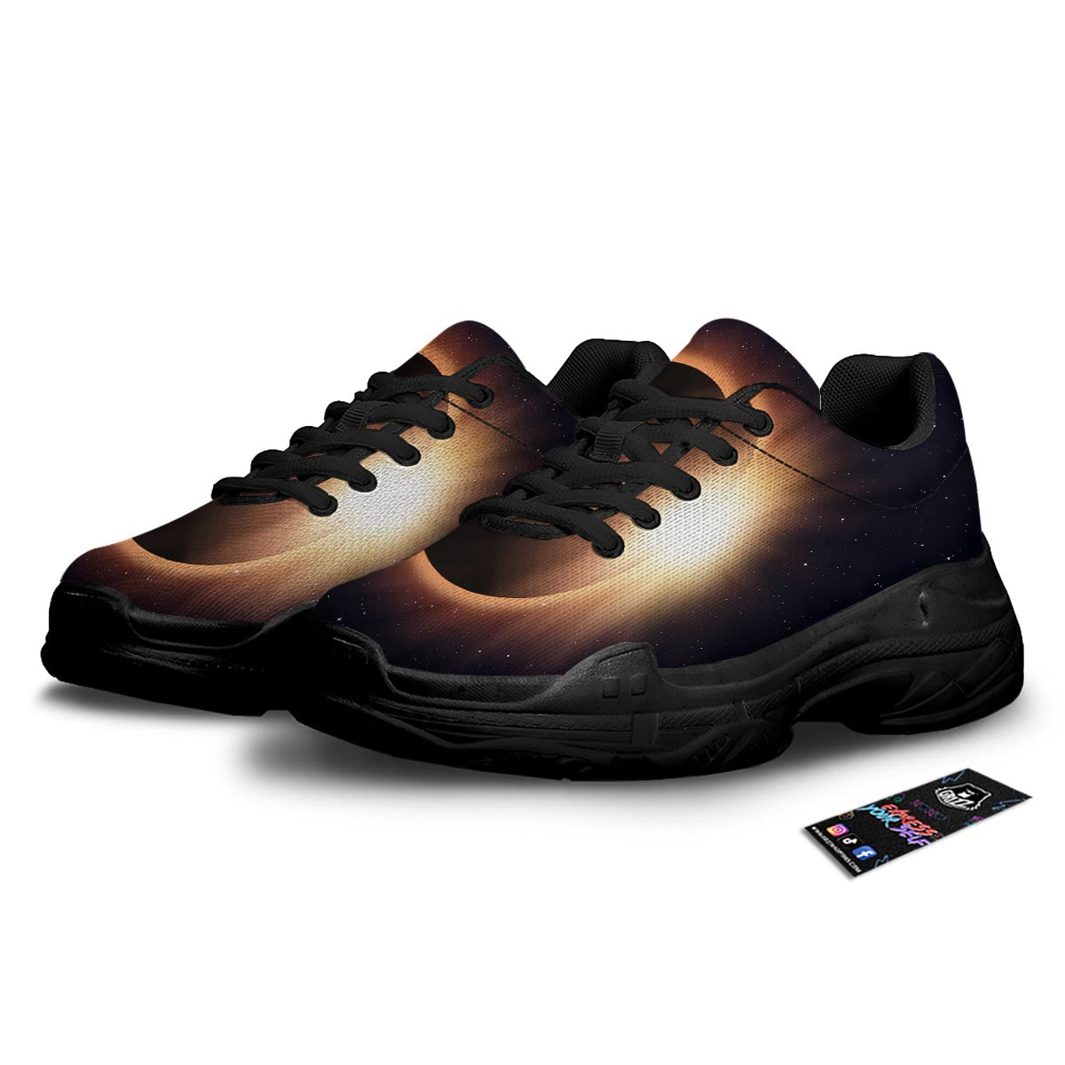Eclipse Total Solar Print Black Chunky Shoes-grizzshop