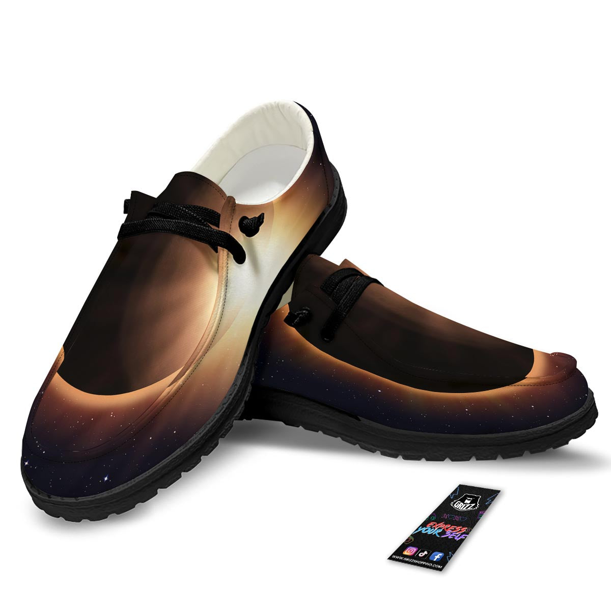 Eclipse Total Solar Print Black Loafers-grizzshop
