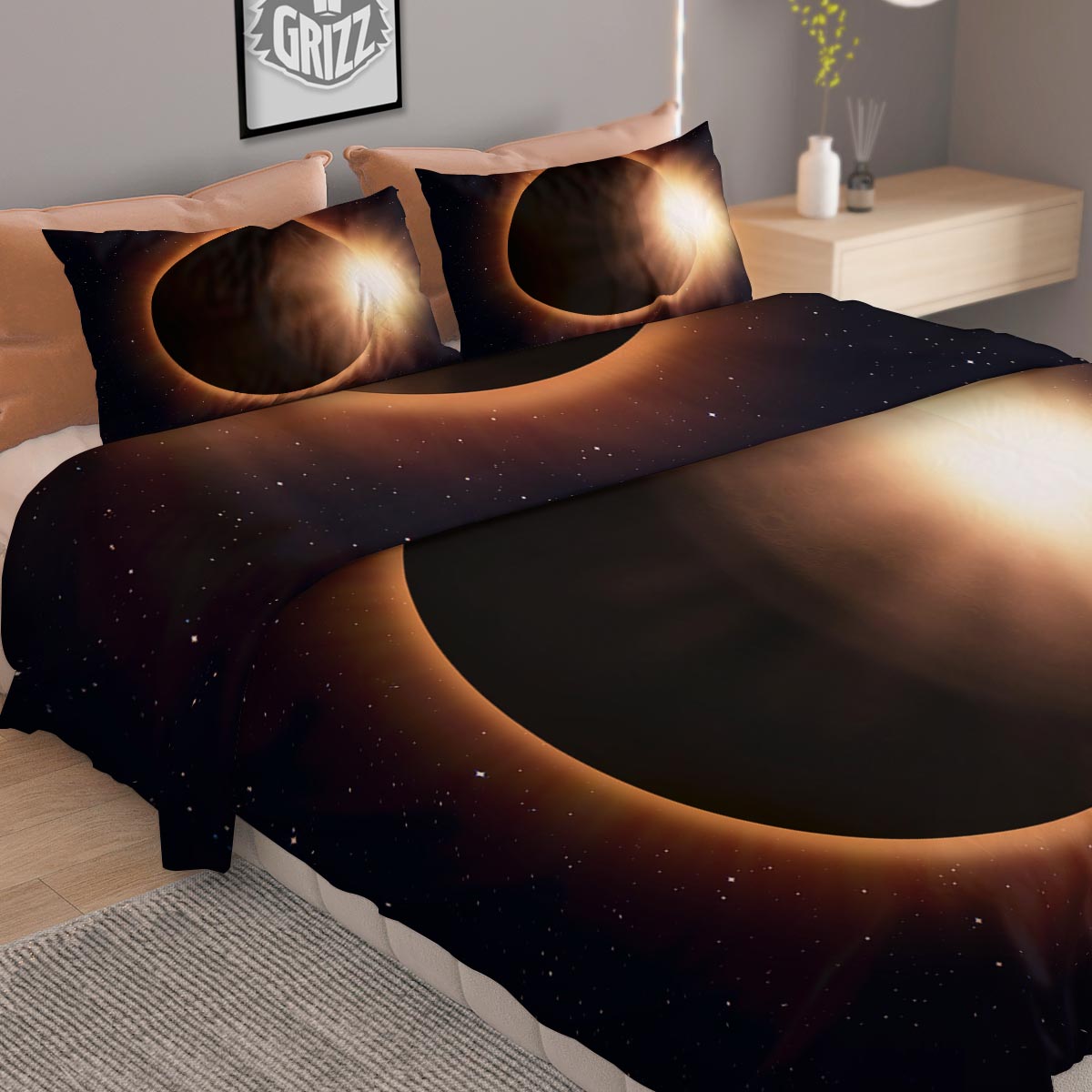 Eclipse Total Solar Print Duvet Cover Bedding Set