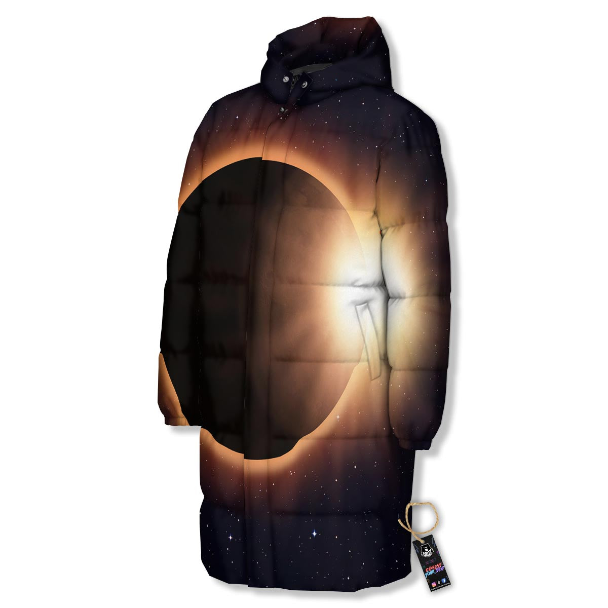 Eclipse Total Solar Print Long Down Jacket-grizzshop