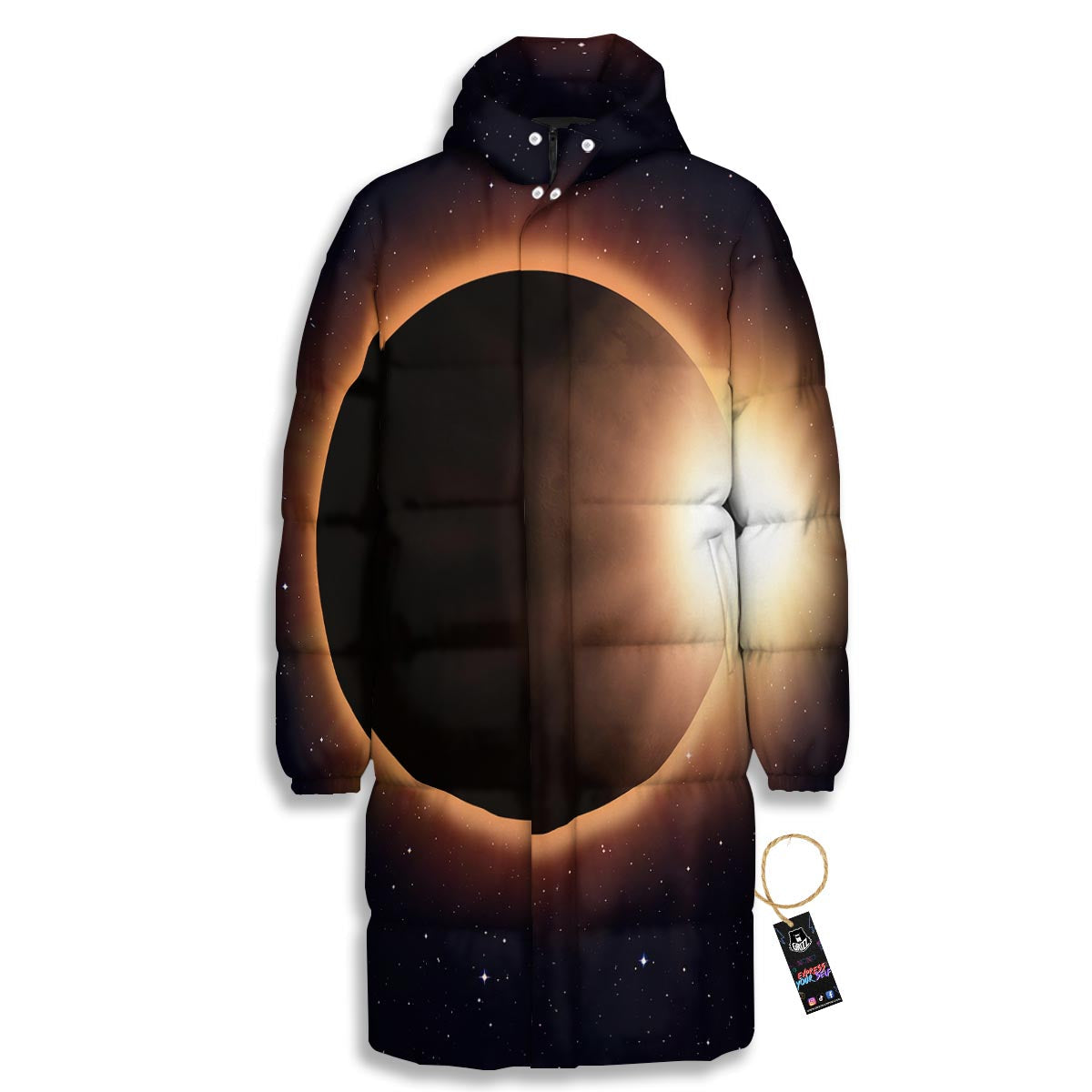 Eclipse Total Solar Print Long Down Jacket-grizzshop