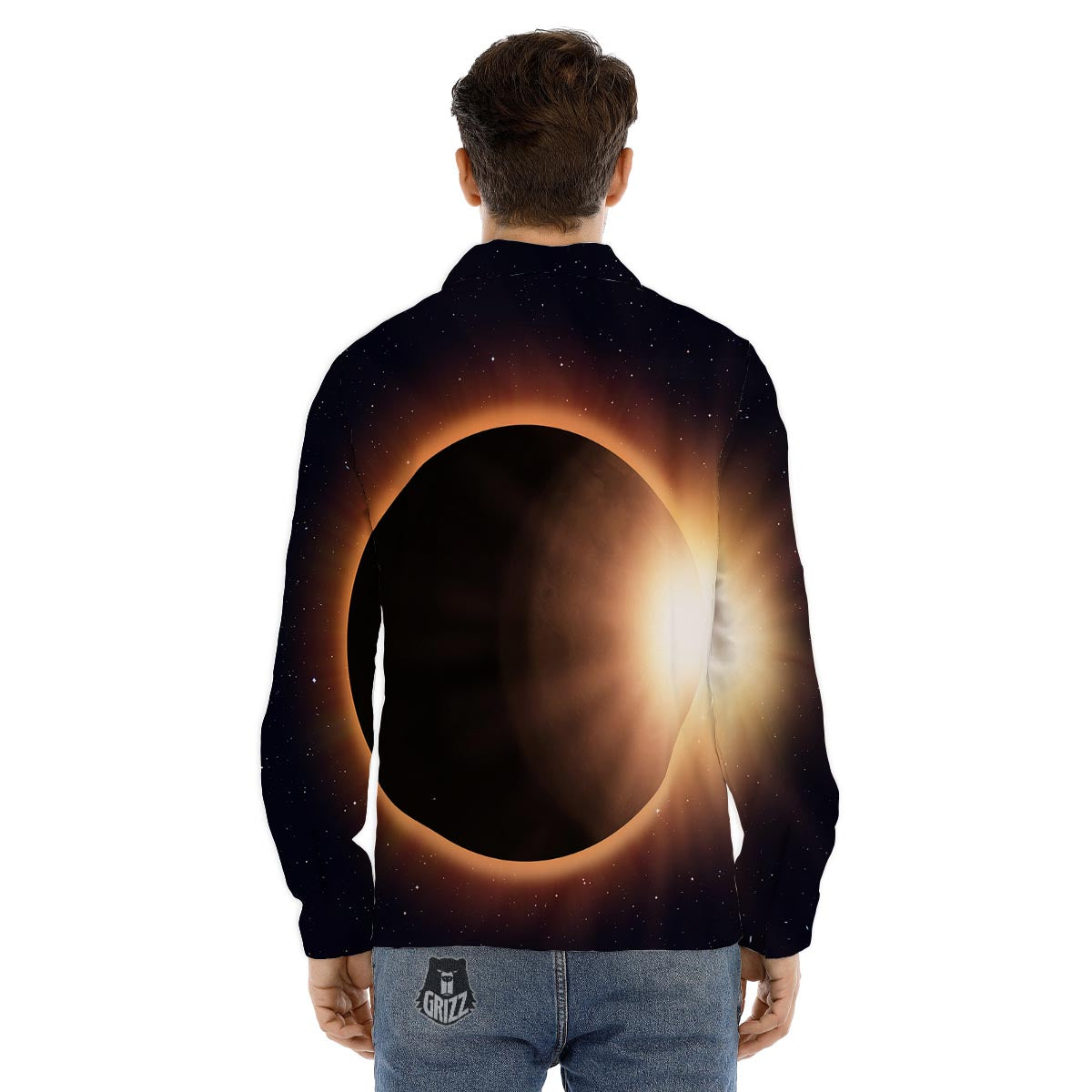 Eclipse Total Solar Print Men's Dress Shirts-grizzshop
