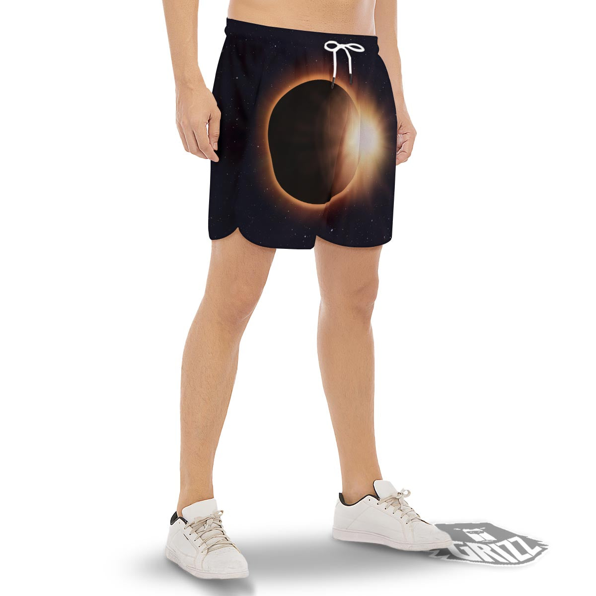 Eclipse Total Solar Print Men's Gym Shorts-grizzshop