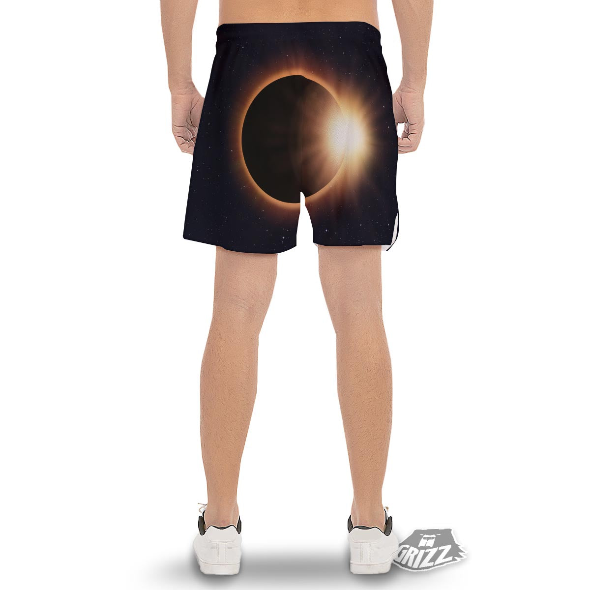 Eclipse Total Solar Print Men's Gym Shorts-grizzshop