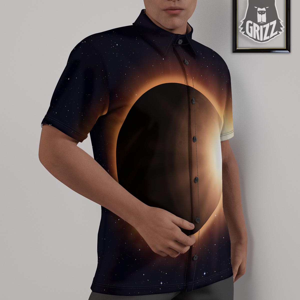 Eclipse Total Solar Print Untucked Shirts-grizzshop