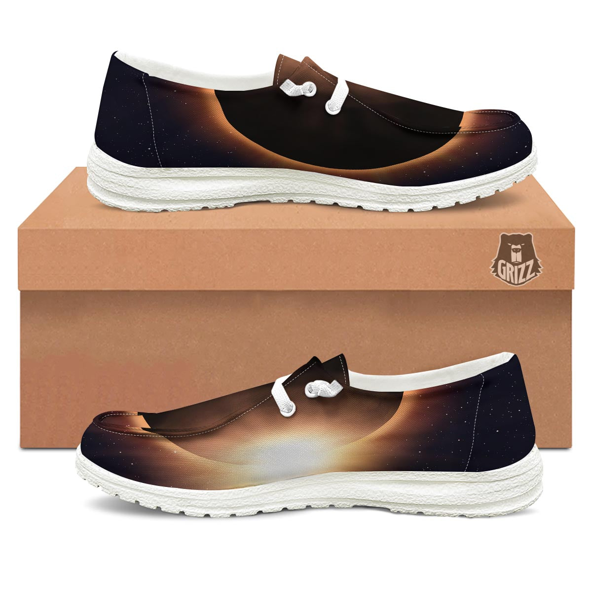 Eclipse Total Solar Print White Loafers-grizzshop